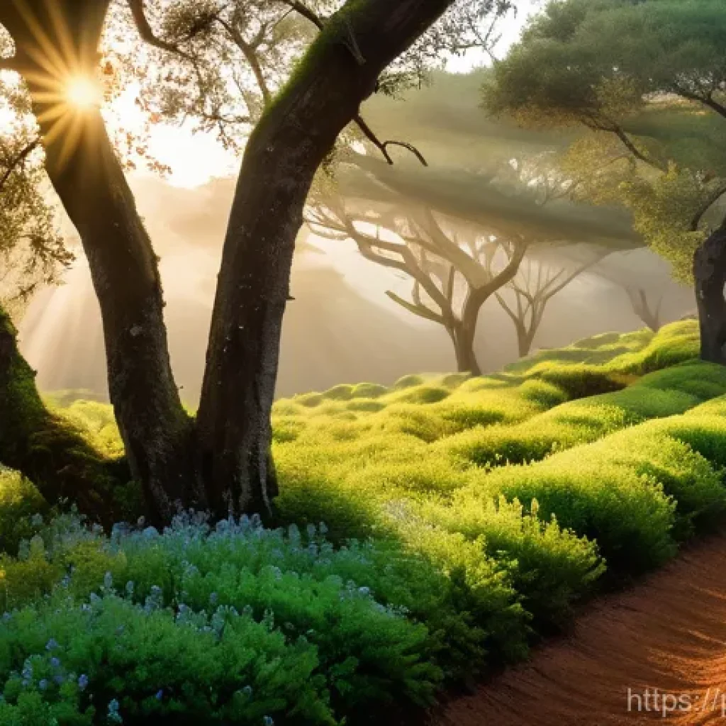 산림 자원과 지리학 - **"The Living Heart of Portugal's Ecosystem"**
    A highly detailed, wide-angle shot of a vibrant, ...